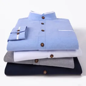 Korean Style Stand-up Collar Slim Shirt