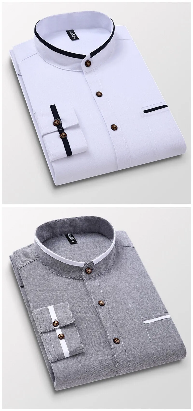 Korean Style Stand-up Collar Slim Shirt