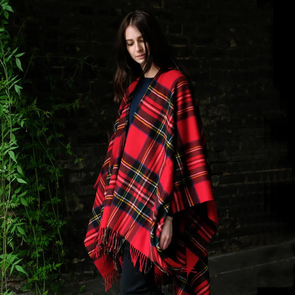 Lambswool Poncho in Royal Stewart Tartan