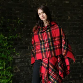 Lambswool Poncho in Royal Stewart Tartan