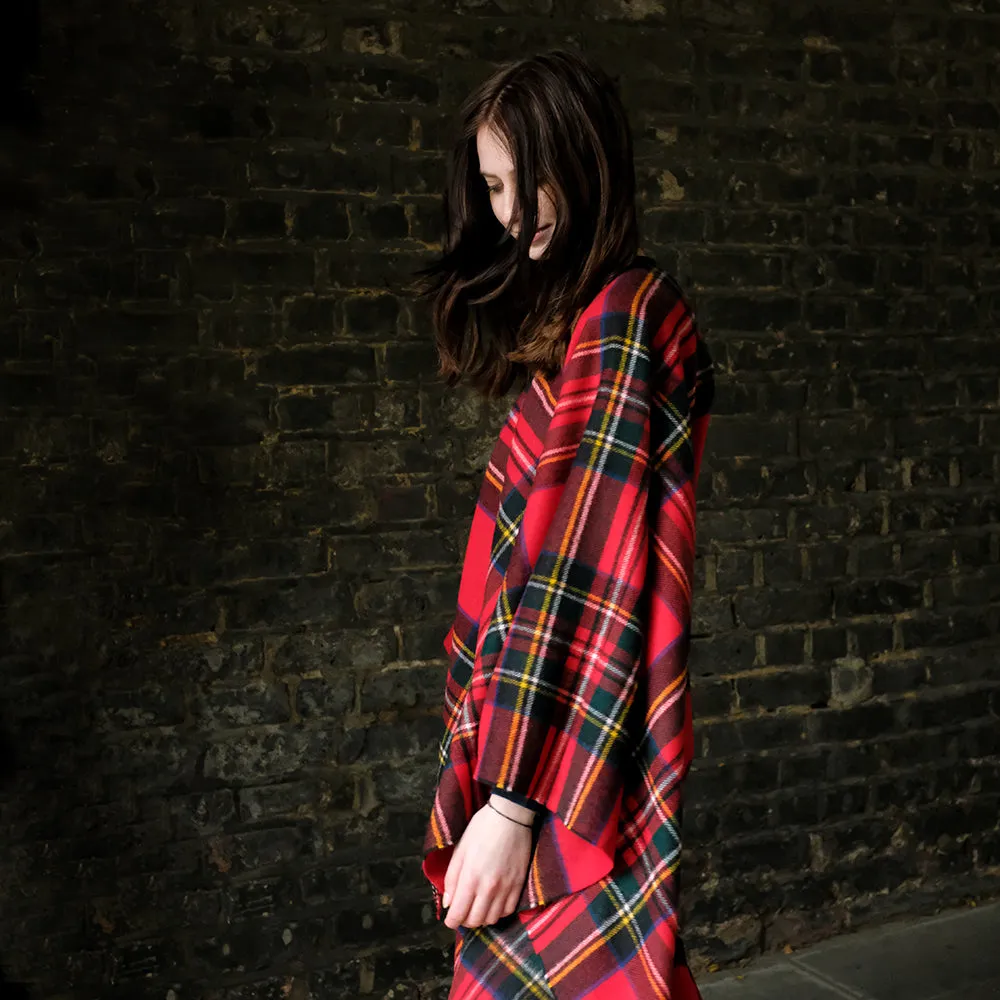 Lambswool Poncho in Royal Stewart Tartan