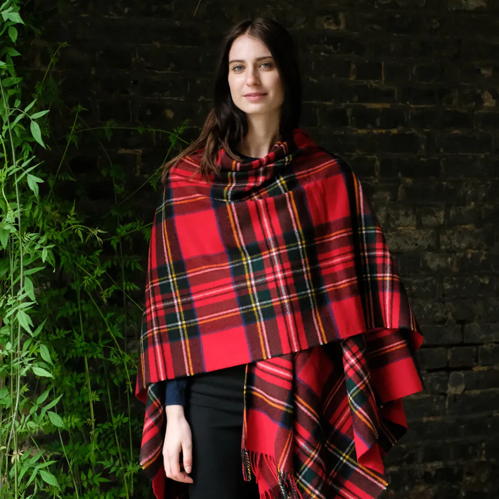 Lambswool Poncho in Royal Stewart Tartan
