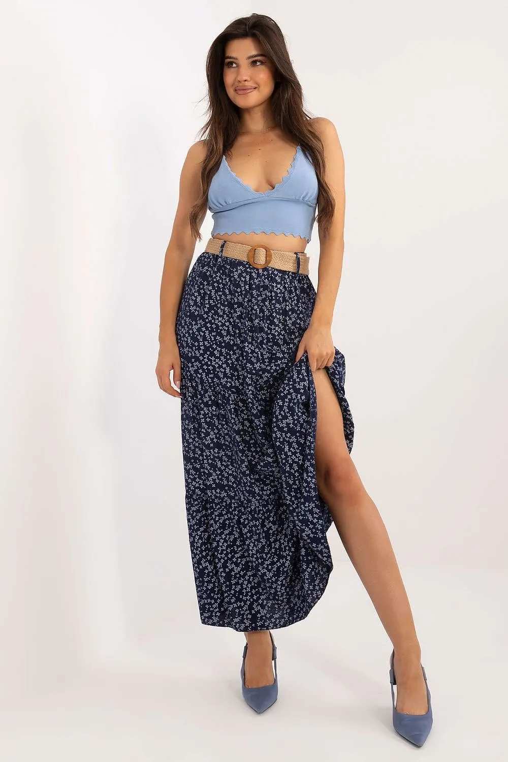 Long floral print maxi skirt