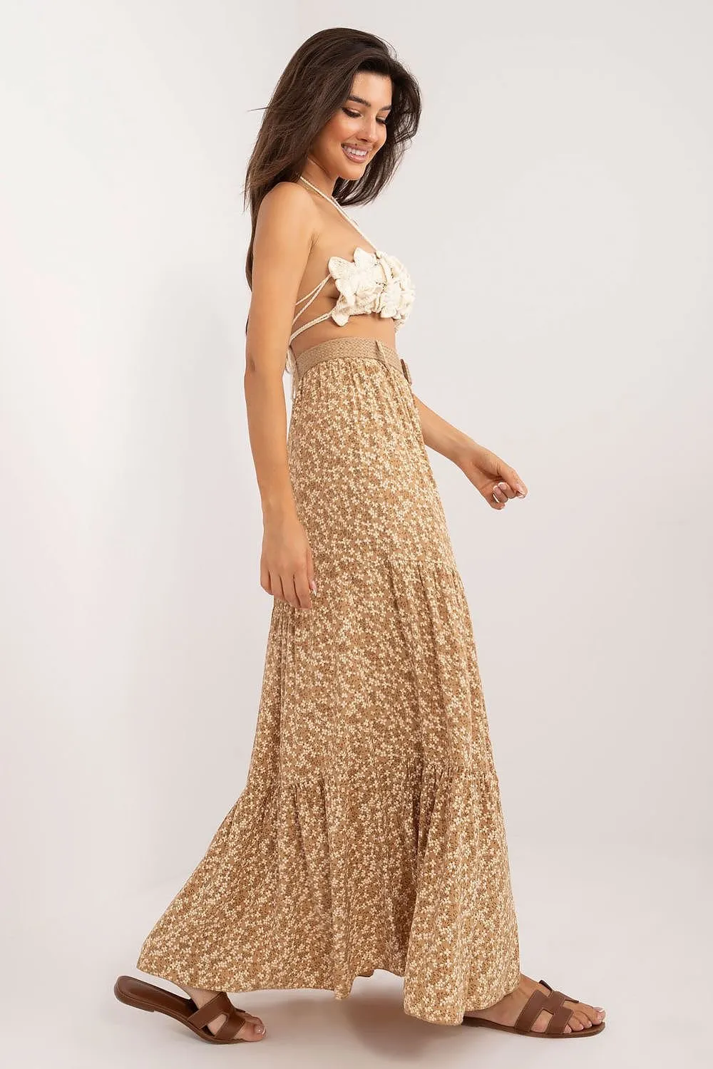 Long floral print maxi skirt