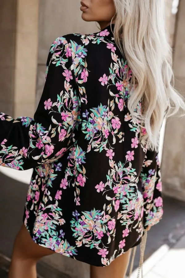 LONG-SLEEVED LEOPARD PRINT BLAZER LACE-UP COLLAR