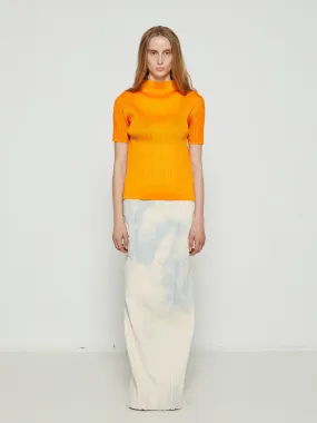 Low Waist Long Skirt in Dye Pink and Light Blue