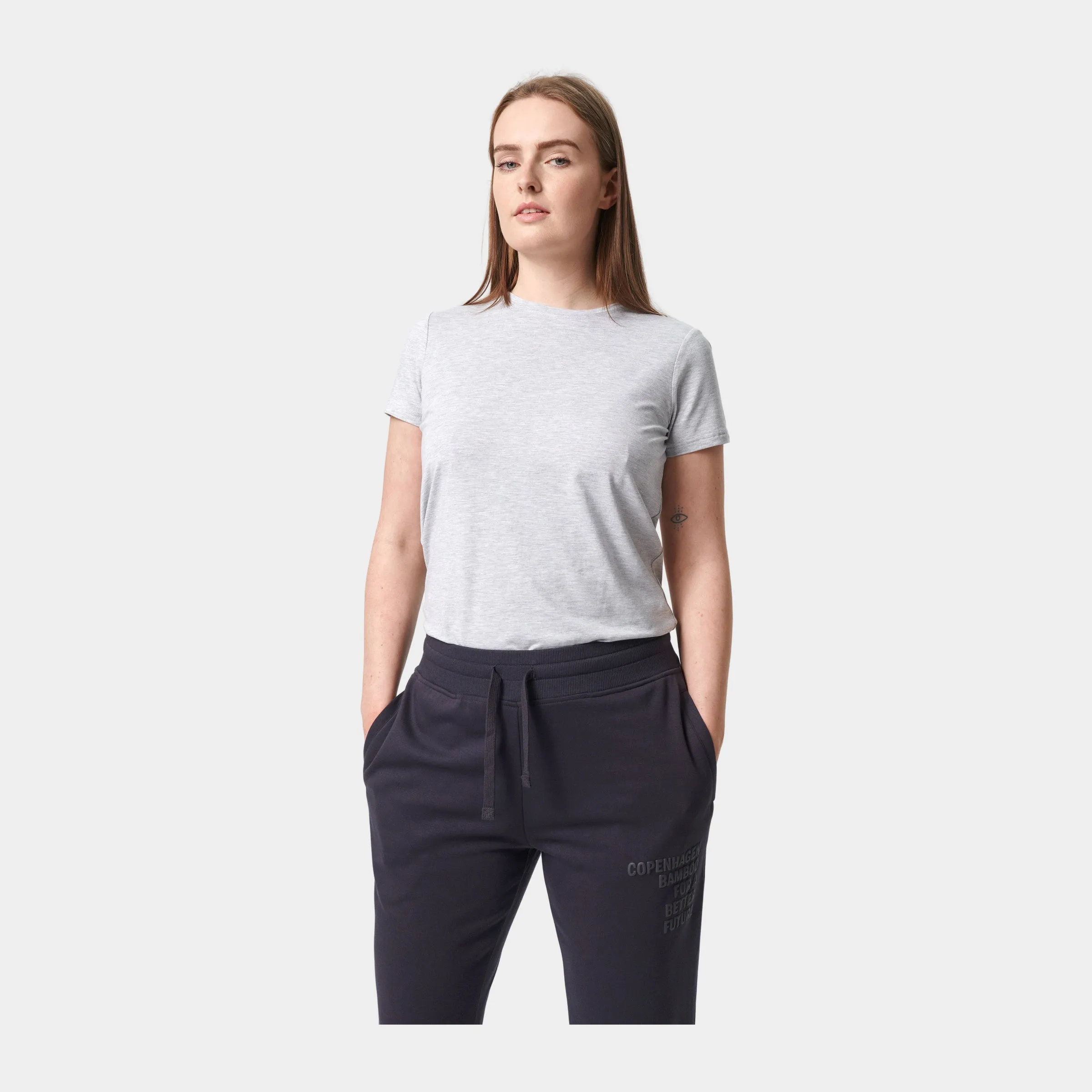 Lysegrå kortærmet bambus T-shirt