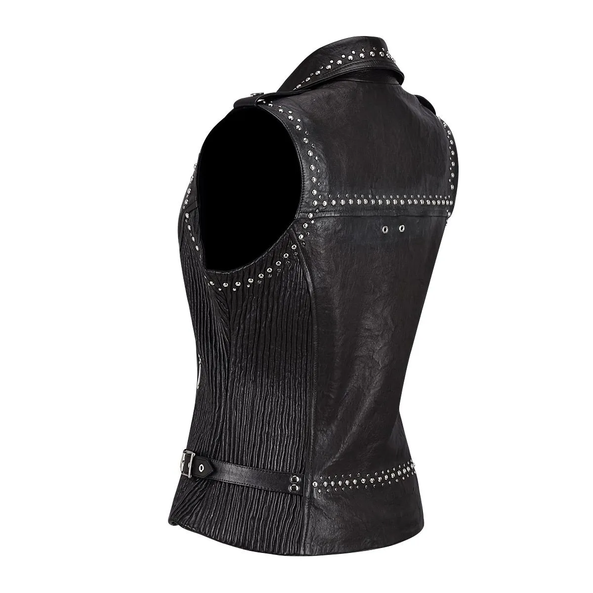 M286COC - Cuadra black dress fashion cowhide leather vest for women