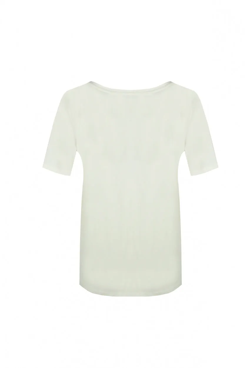 Maja T-shirt | Offwhite/Washed Green