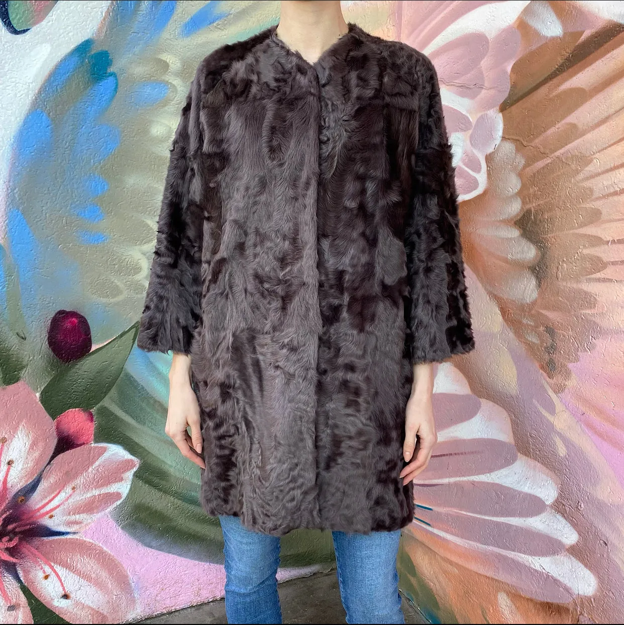 Manzoni 24 Brown Swakara Broadtail Lamb Fur Coat - IT42 / S