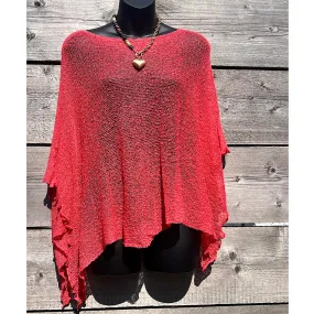 Marianne's Favourite Lightweight Sheer Knit Poncho | Coral