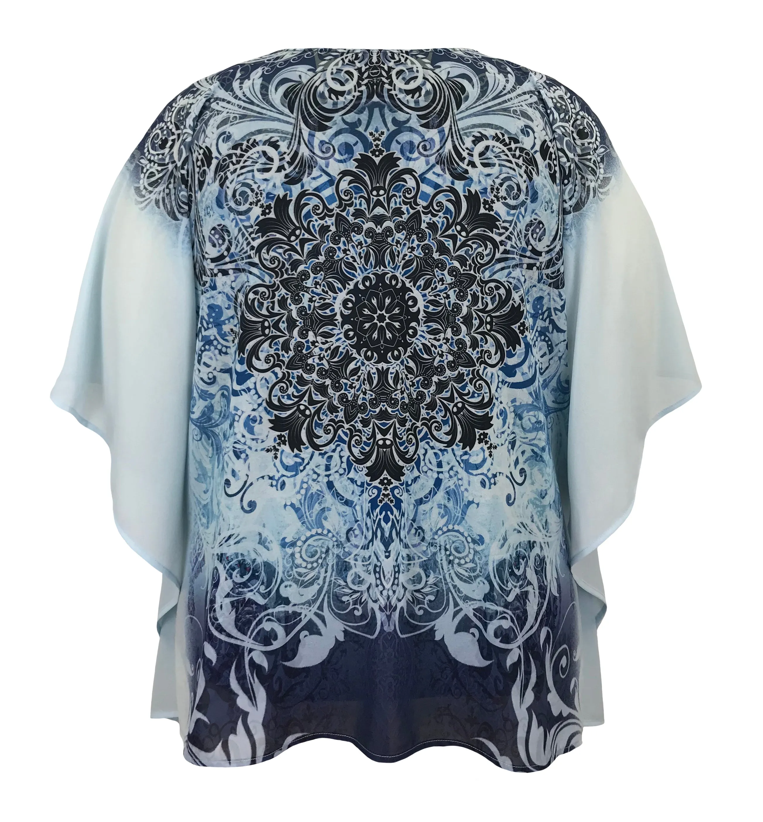 Medallion Printed Square Poncho Blouse