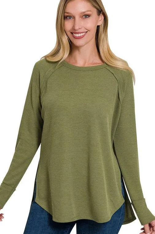 Melange Baby Waffle Long Sleeve Top