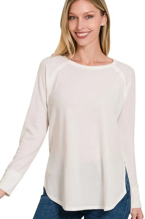 Melange Baby Waffle Long Sleeve Top