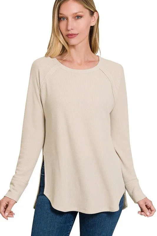 Melange Baby Waffle Long Sleeve Top