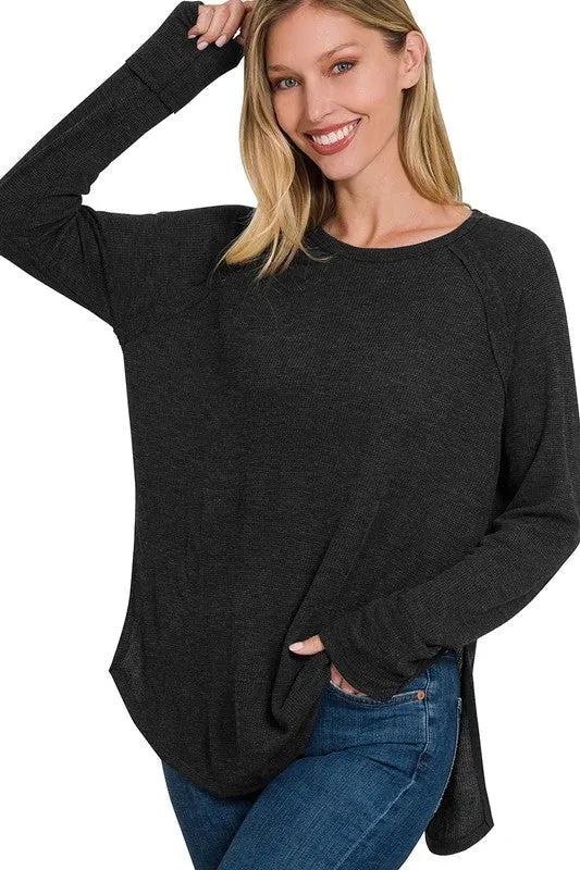 Melange Baby Waffle Long Sleeve Top