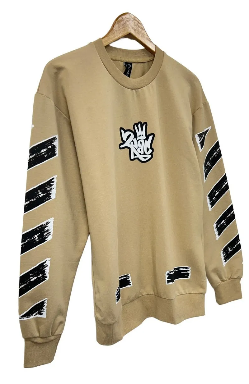 Men's 2Pac Sand Graphic Sweatshirt Long Sleeves Crewneck Fleece