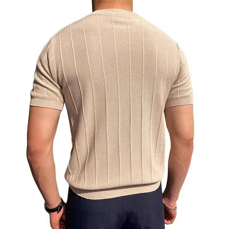 Men's Casual Breathable Solid Color Round Neck Short-Sleeved T-Shirt 59944347M