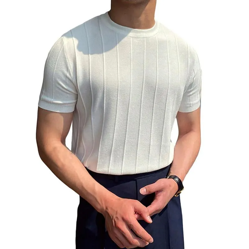 Men's Casual Breathable Solid Color Round Neck Short-Sleeved T-Shirt 59944347M