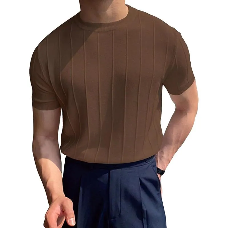 Men's Casual Breathable Solid Color Round Neck Short-Sleeved T-Shirt 59944347M