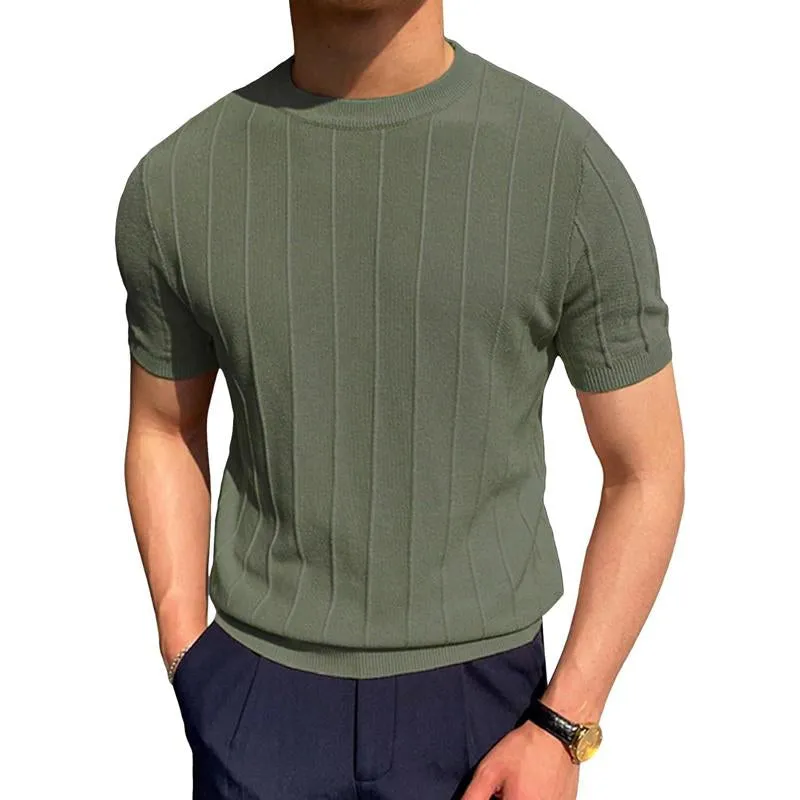Men's Casual Breathable Solid Color Round Neck Short-Sleeved T-Shirt 59944347M