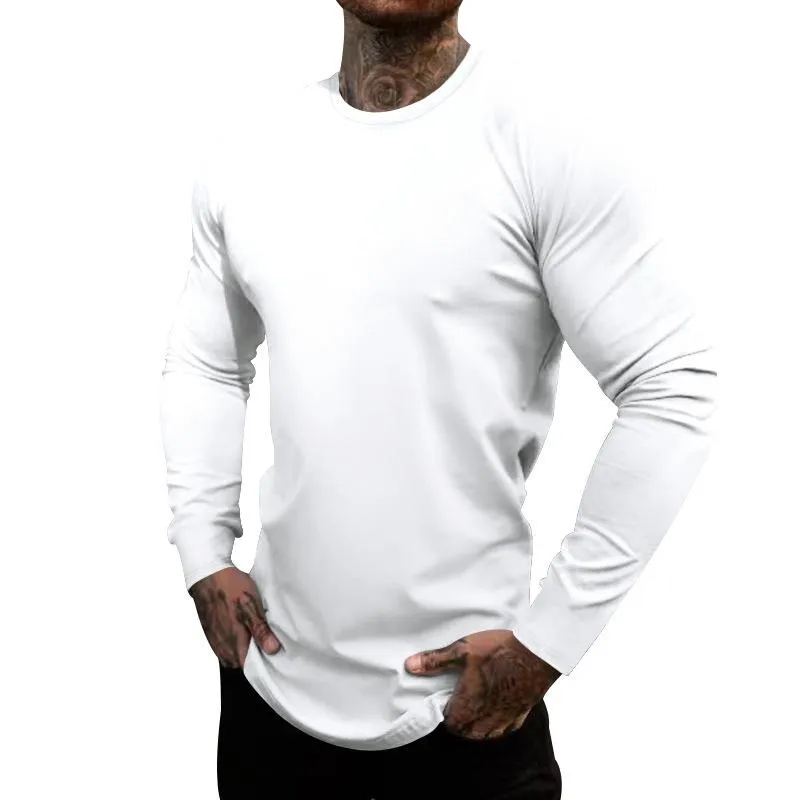 Men's Casual Cotton Blended Round Neck Slim Fit Long Sleeve T-Shirt 69570431M