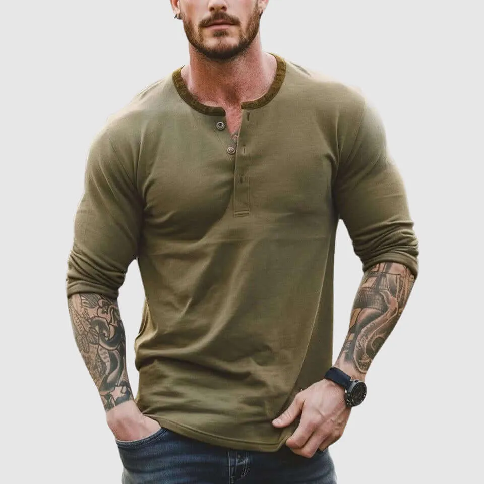 Men's Contrast Panel Henley Shirt