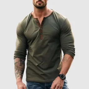 Men's Contrast Panel Henley Shirt