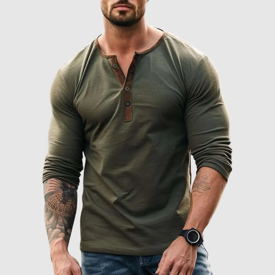 Men's Contrast Panel Henley Shirt