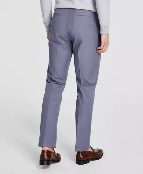 Michael Kors Men's Classic Fit Cotton Performance Dress Pants Ash Blue 40 x 32