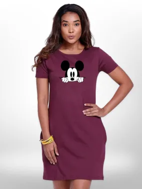 Micky Printed  Long T-shirt For Women's