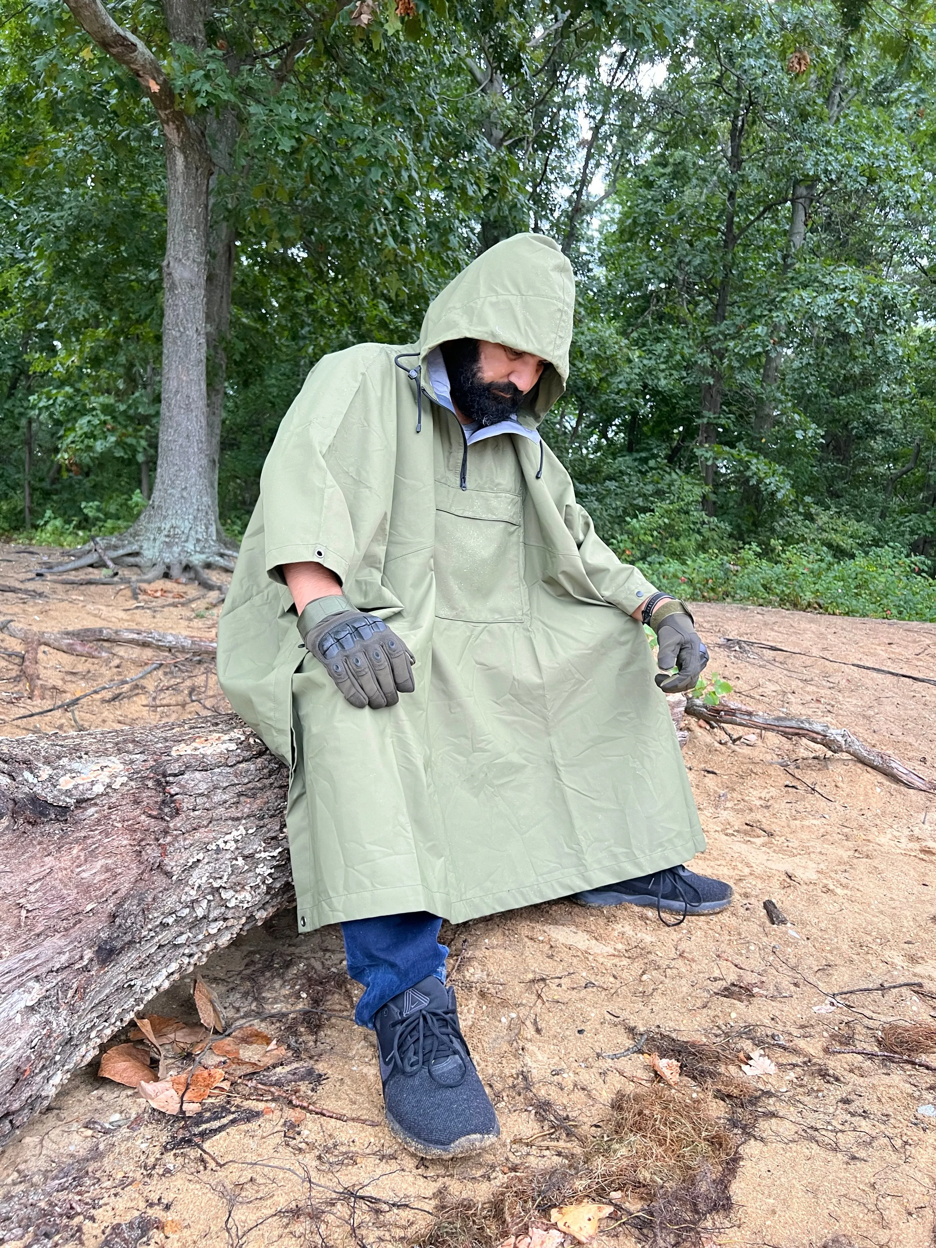 Multipurpose Waterproof Poncho: Survival Gear Emergency Shelter for Hiking Camping with Organized Pocket