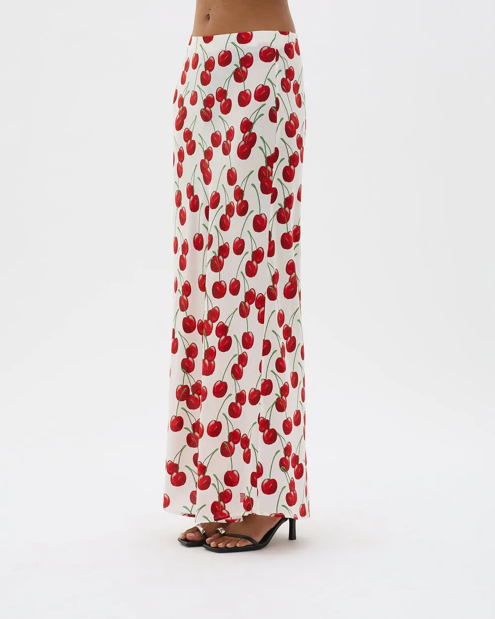Muma World White Cherry Bias Maxi Skirt in White Cherry