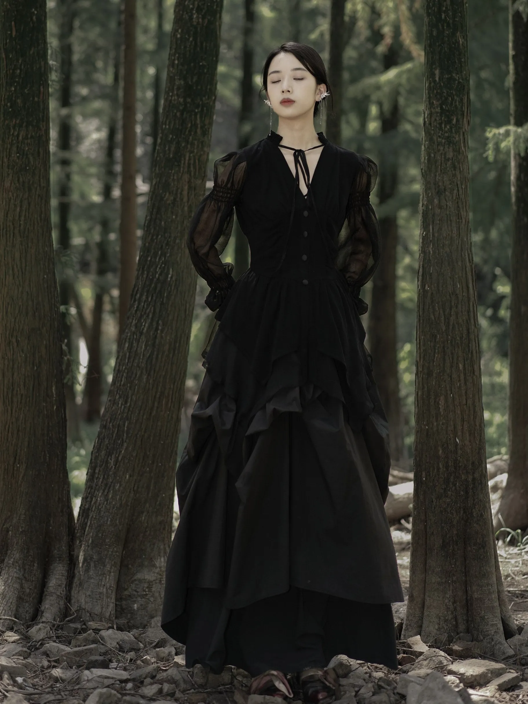 Niche Pleated Long Skirt