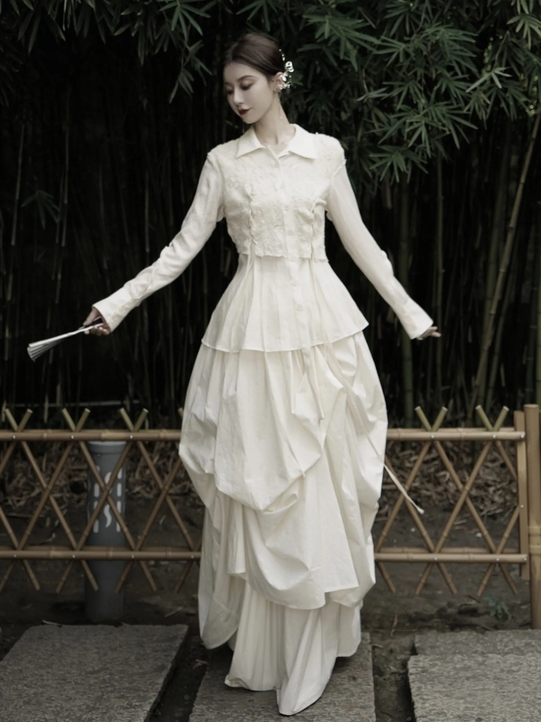 Niche Pleated Long Skirt