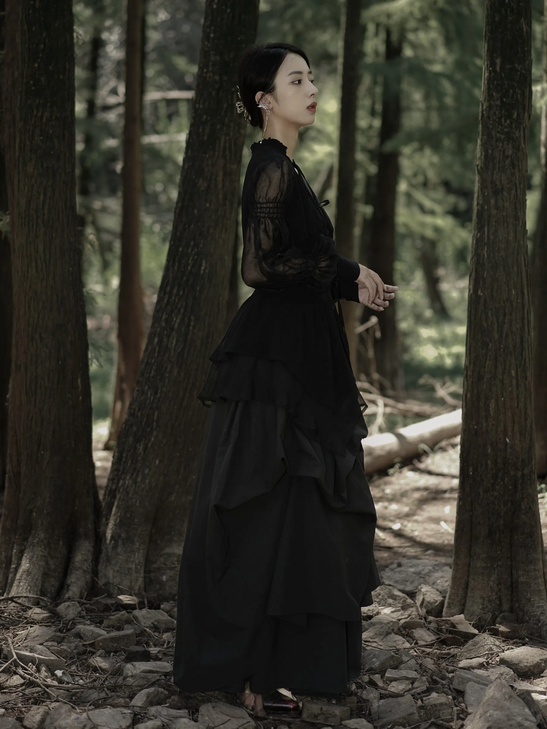 Niche Pleated Long Skirt