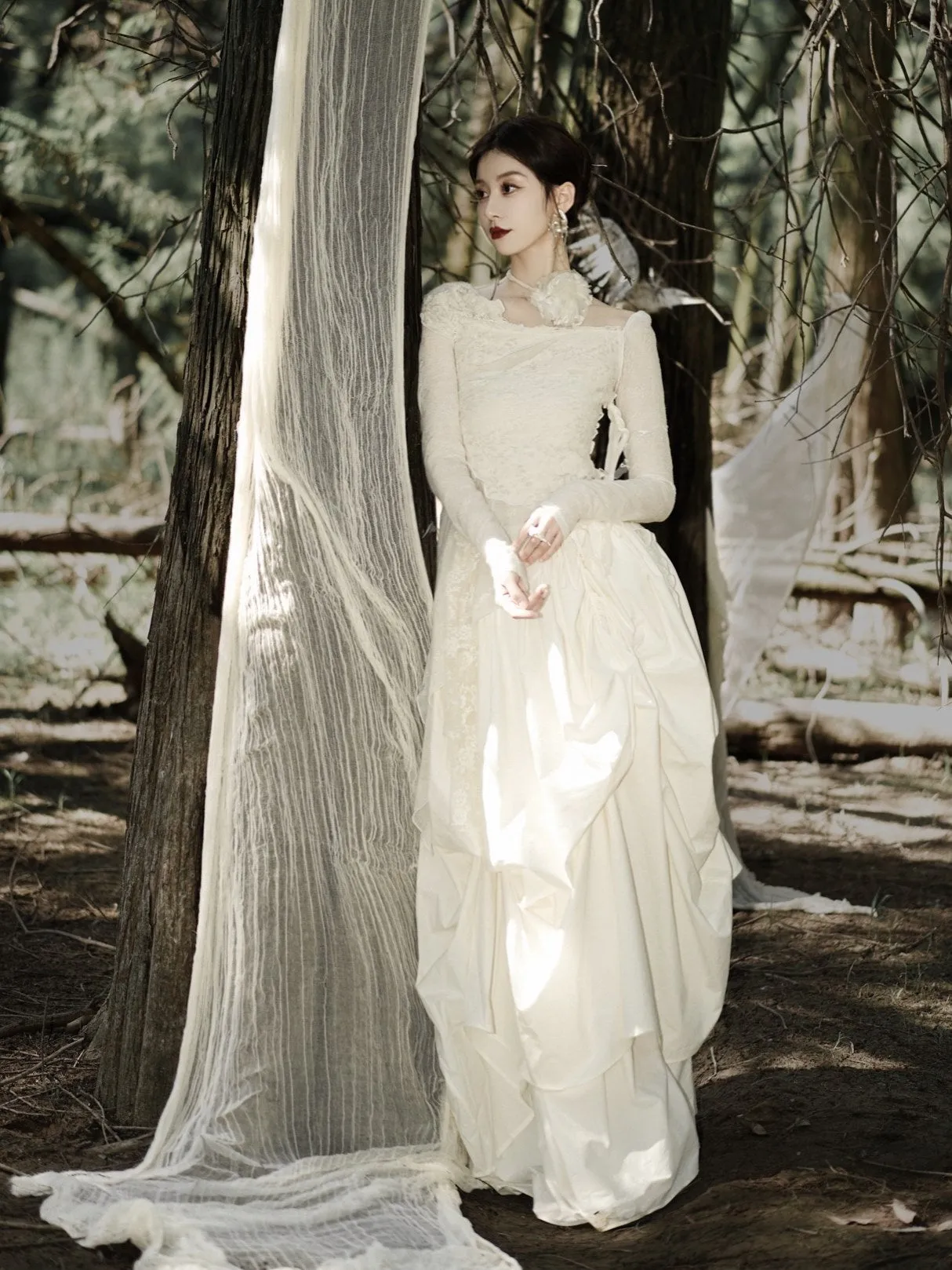 Niche Pleated Long Skirt