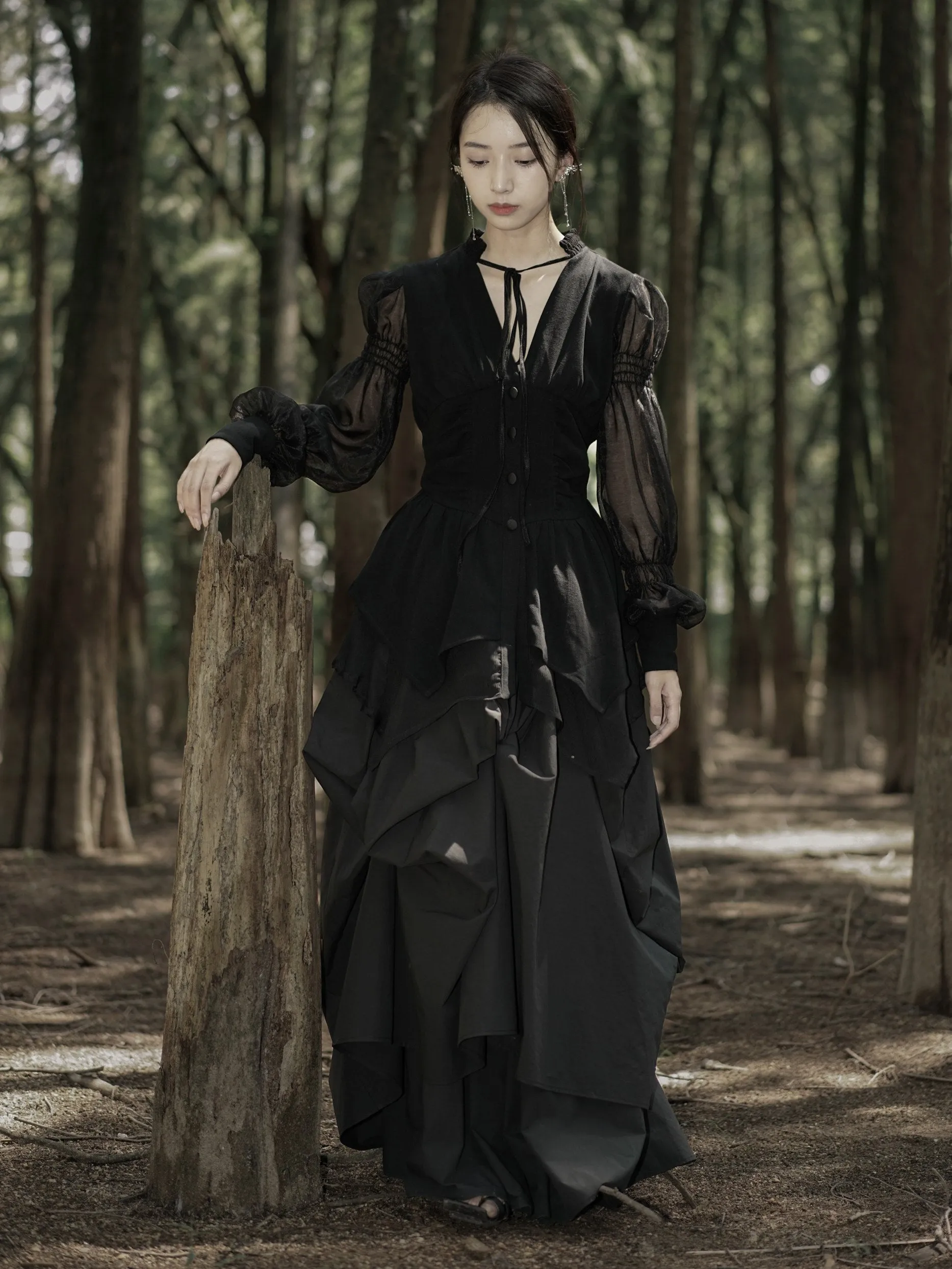 Niche Pleated Long Skirt