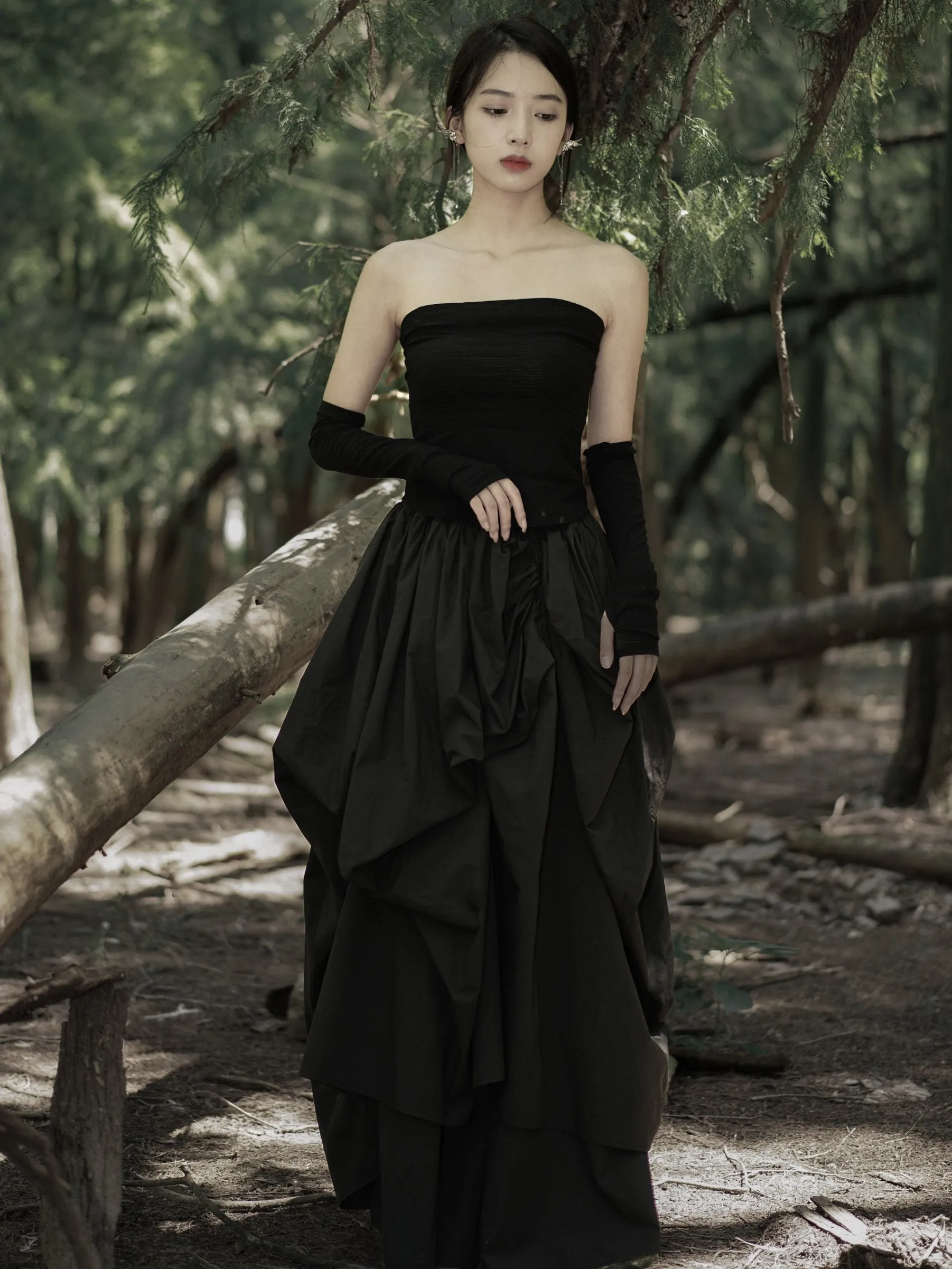 Niche Pleated Long Skirt
