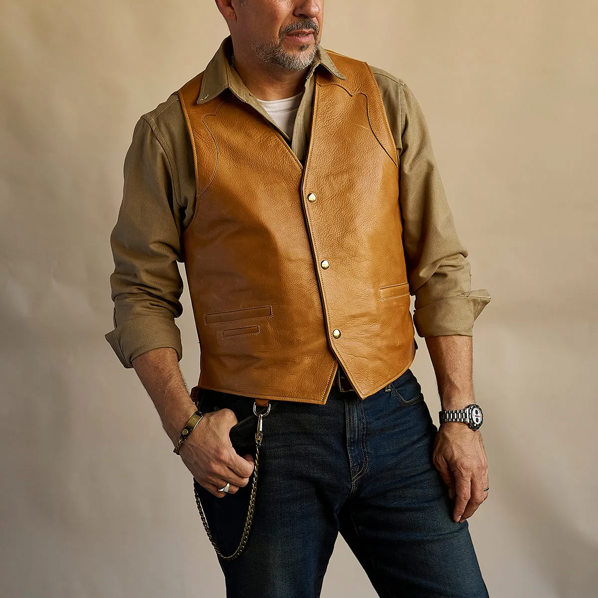 No.169 Garrison Vest | LE Suede Tan