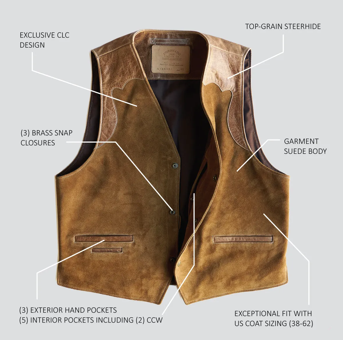 No.169 Garrison Vest | LE Suede Tan