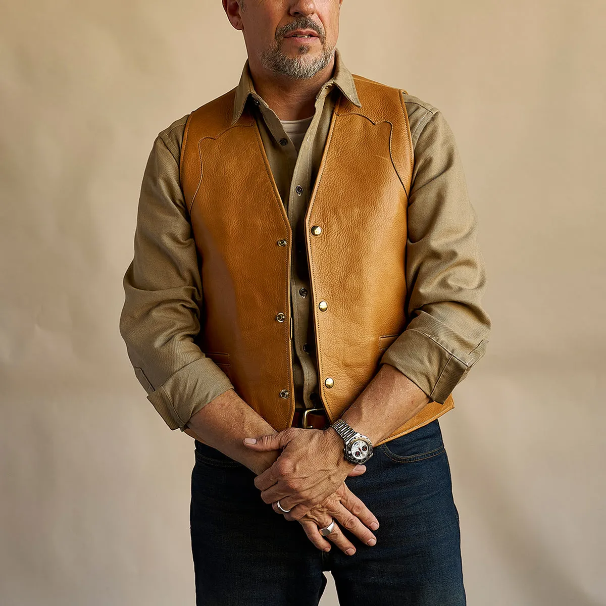 No.169 Garrison Vest | LE Suede Tan
