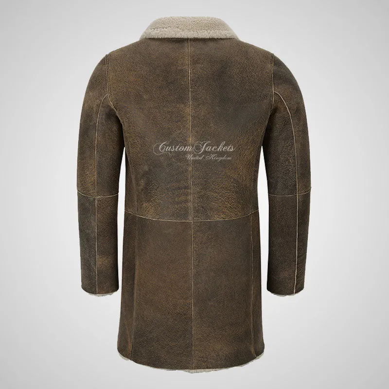 NORILSK Mens Shearling Coat Brown Sheepskin Fur Coat
