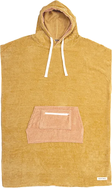 Ocean and Earth Ladies Hooded Poncho Custard