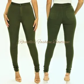 Olive High Rise Basic Skinny Jeans