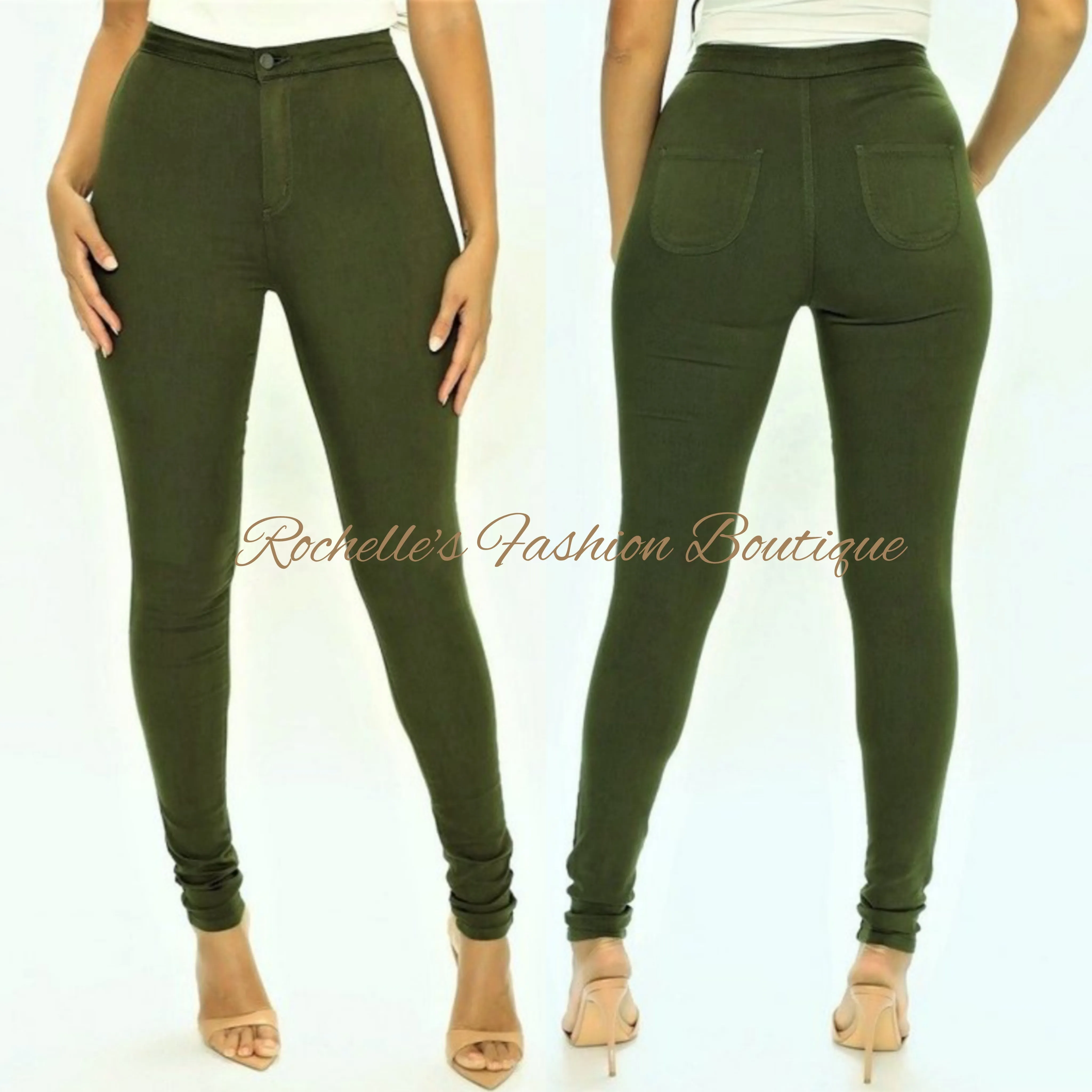 Olive High Rise Basic Skinny Jeans