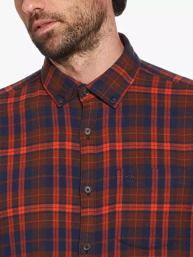 Original Penguin Flannel Plaid Checked Shirt - Dress Blues