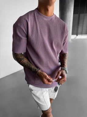 Oversize Ribbed T-Shirt - Elderberry