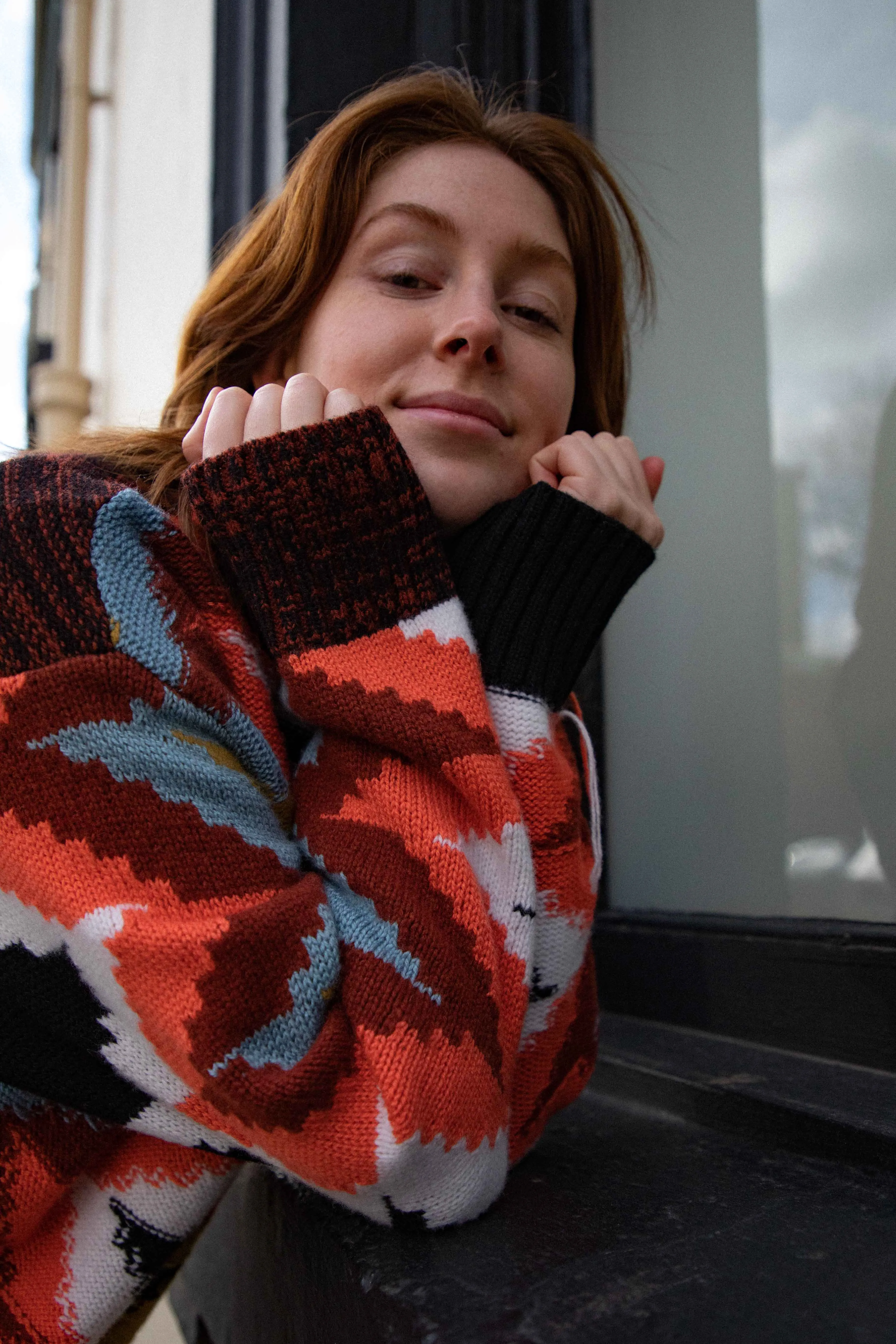 Patterned Crew Neck Jumper