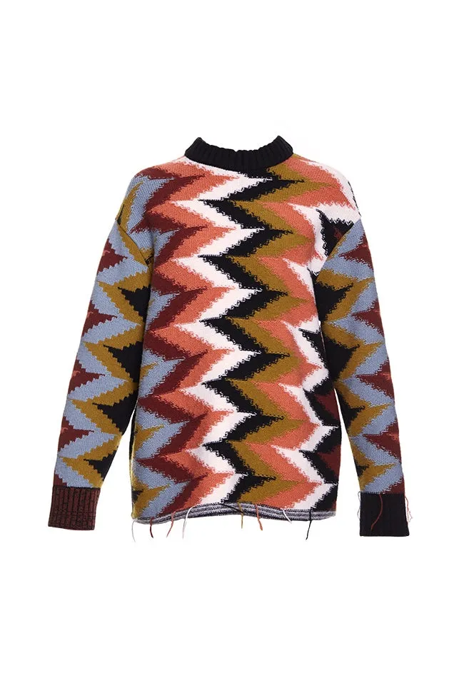 Patterned Crew Neck Jumper